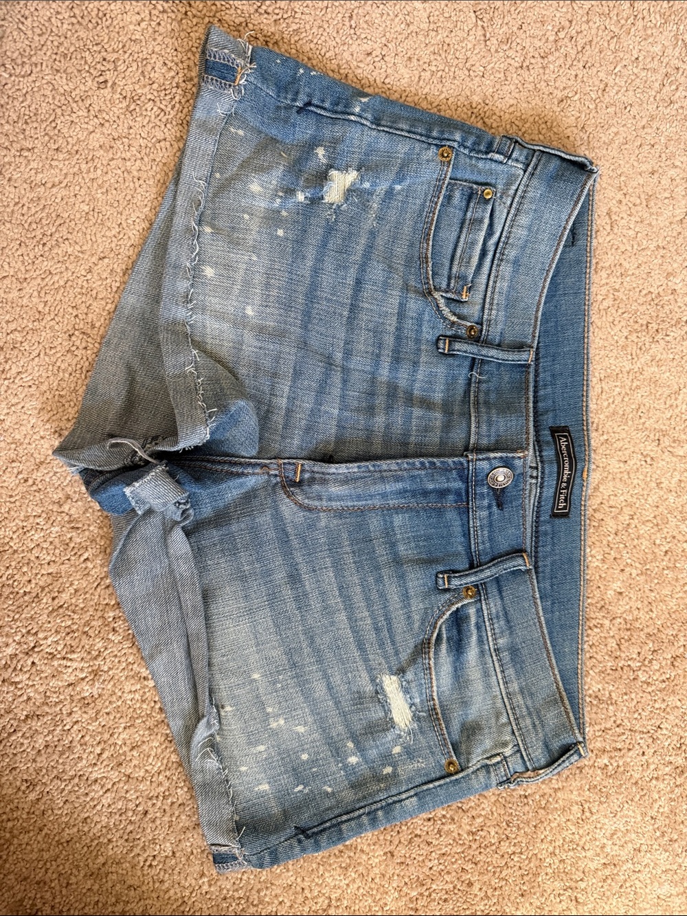 Abercrombie & Fitch medium blue denim shorts with logo patch